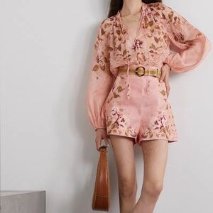 Zimmermann Pink Floral Blouse and Short